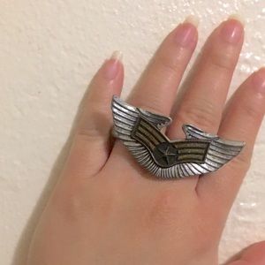 Winged Military Star Two Finger Stretchy Ring